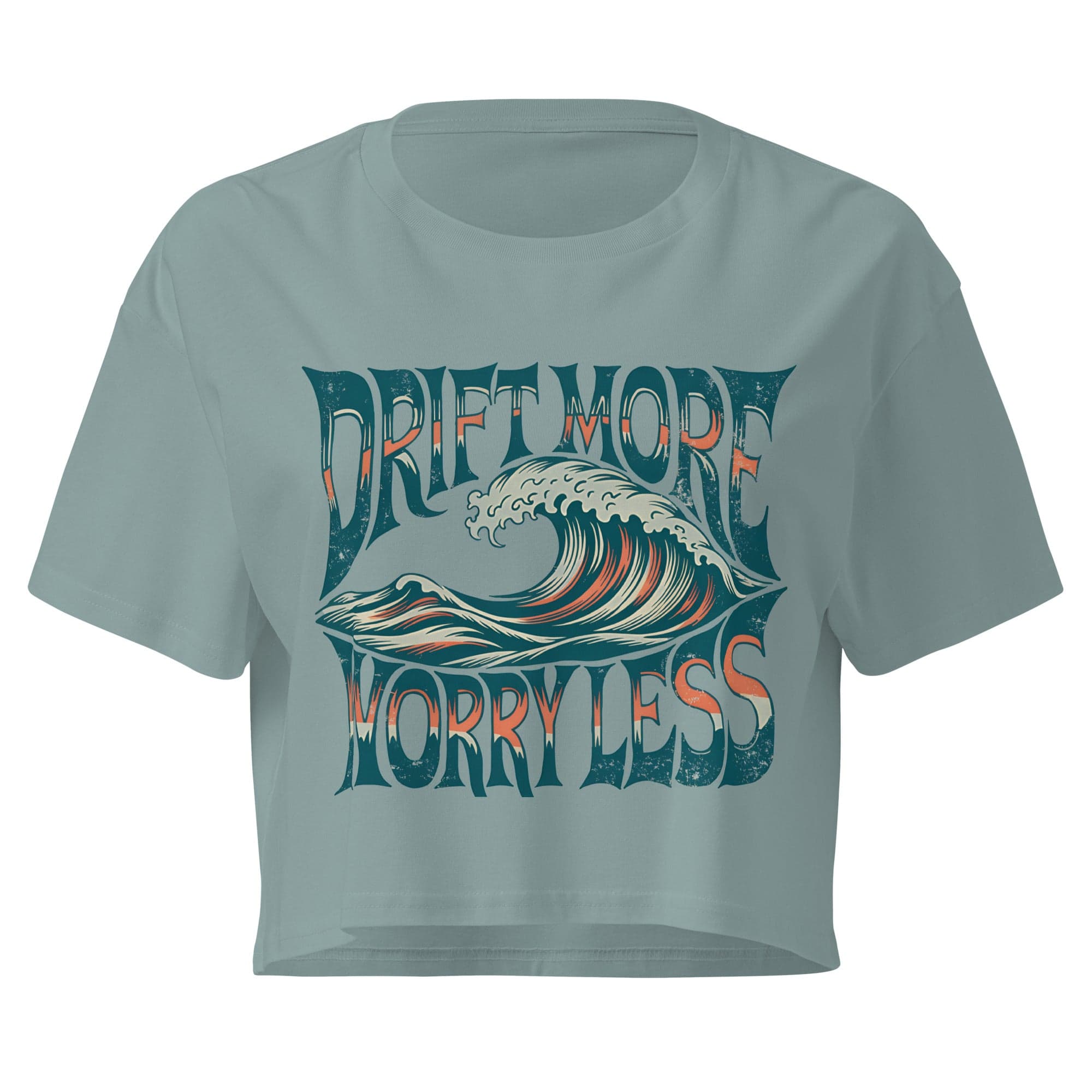 Worry Less Crop Tee — Mineral, garment view