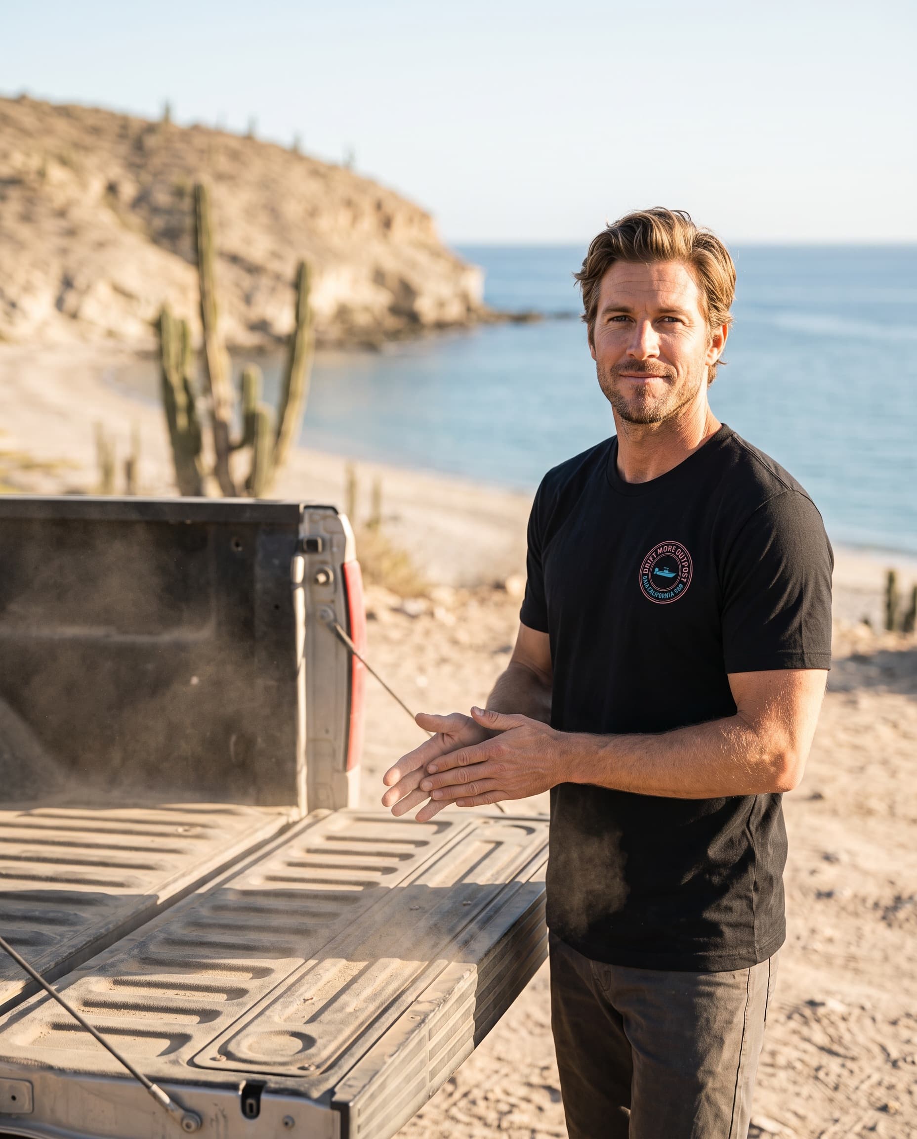 Outpost Tee — Baja — on-model view